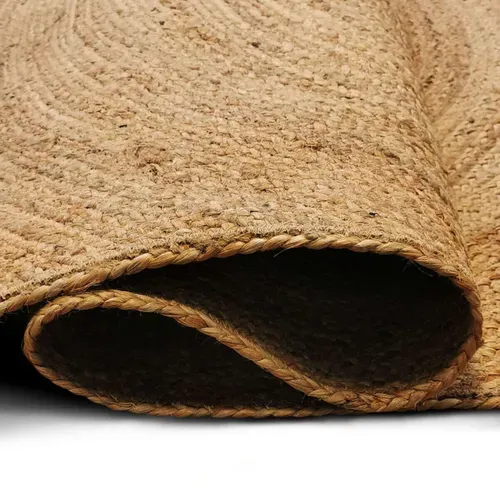 Tapis Jute Tressé Main Motif Rond Naturel 300x400 - Style Bohème