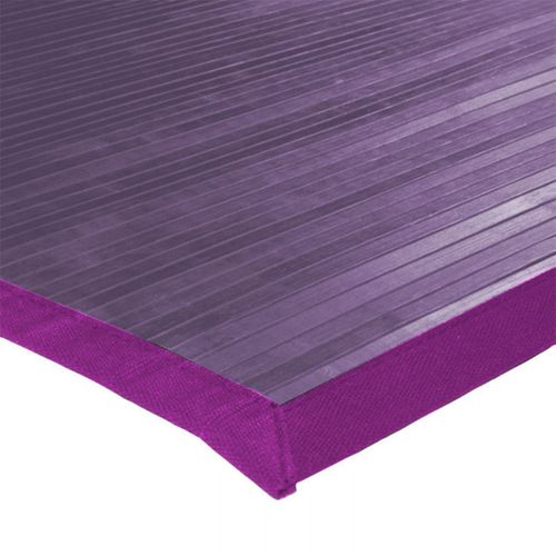 Tapis Salon En Bambou Larges Lattes Et Ganse Violet 70x120