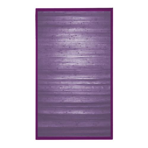 Tapis Salon En Bambou Larges Lattes Et Ganse Violet 70x120