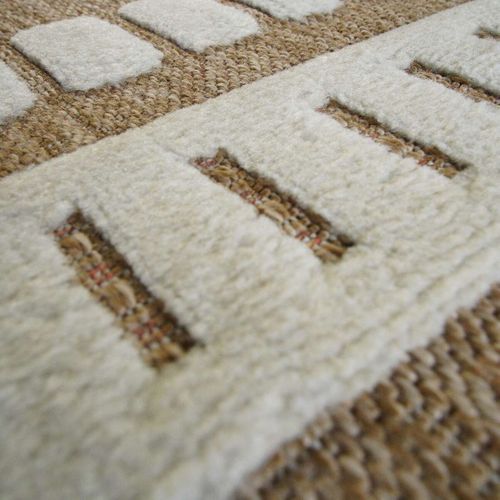 Tapis Aspect Jute à Motif Géométrique En Relief Blanc 80x150