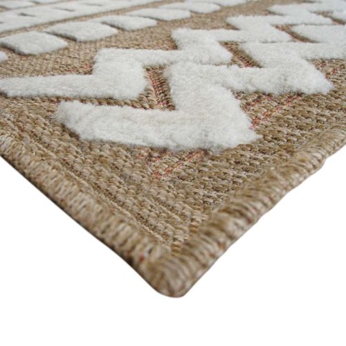 Tapis Aspect Jute à Motif Géométrique En Relief Blanc 80x150