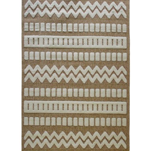Tapis Aspect Jute à Motif Géométrique En Relief Blanc 80x150