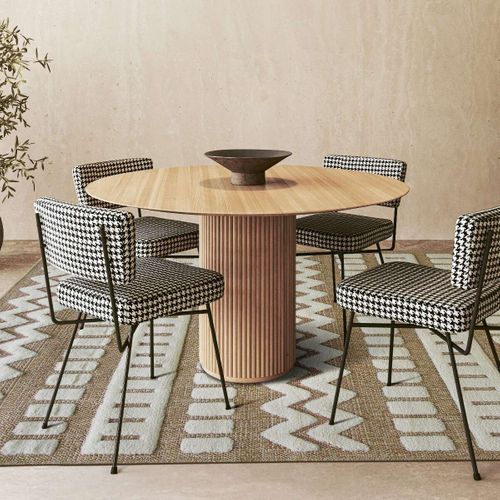 Tapis Aspect Jute à Motif Géométrique En Relief Blanc 80x150