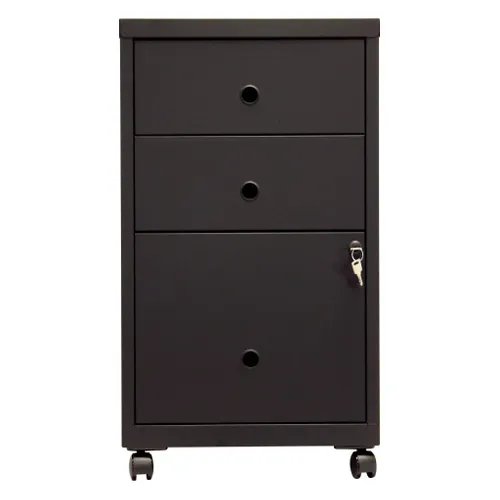Caisson 3 tiroirs RETRO 4 Noir vue de face