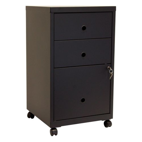 Caisson 3 tiroirs RETRO 4 Noir vue 3/4