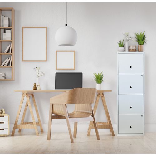 Classeur 4 tiroirs RETRO 3 blanc mat vue d'ambiance 1