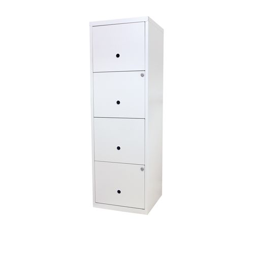 Classeur 4 tiroirs RETRO 3 blanc mat vue de profil