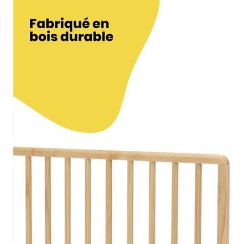 Barrière De Lit Bébé 110 Cm – Bois Naturel Fsc, Verrouillage Double, Pliable