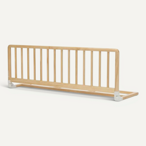 Barrière De Lit Bébé 110 Cm – Bois Naturel Fsc, Verrouillage Double, Pliable