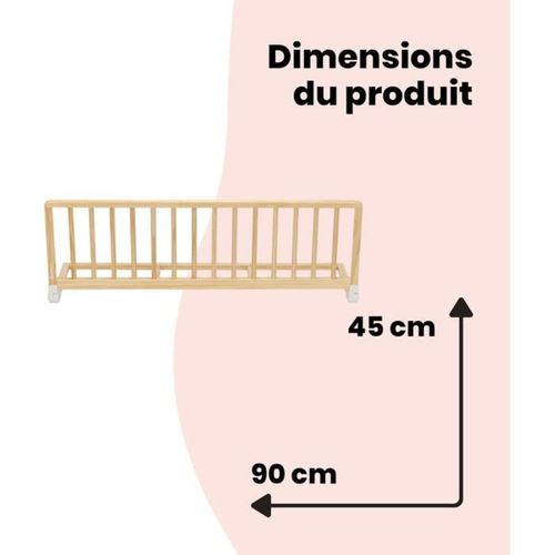 Barrière De Lit Bébé 110 Cm – Bois Naturel Fsc, Verrouillage Double, Pliable