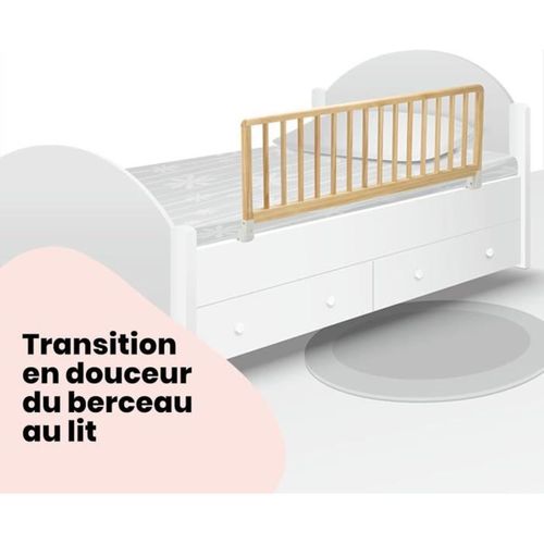 Barrière De Lit Bébé 110 Cm – Bois Naturel Fsc, Verrouillage Double, Pliable