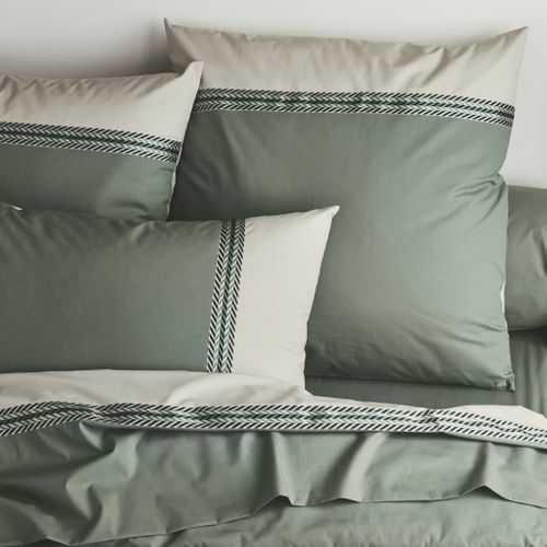 Parure De Lit Noa Kaki 100% Percale De Coton 260x240