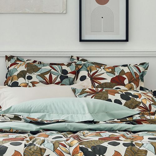 Parure De Couette En Percale De Coton Esprit Nature - 200x200 Cm - Vert