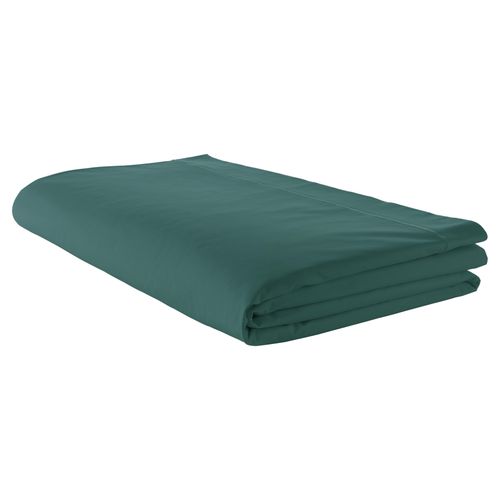 Drap Plat Piqué Uni En Percale De Coton - 180x290 Cm - Vert Emeraude
