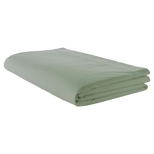 Drap Plat Piqué Uni En Percale De Coton - 240x310 Cm - Vert Olive
