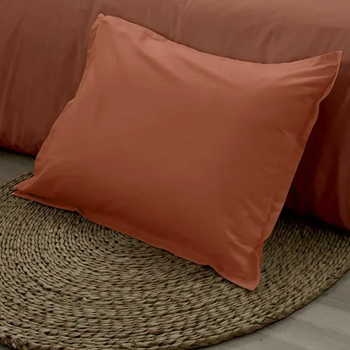 Taie D'oreiller En 100% Coton Biologique - 65x65 Cm - Terracotta
