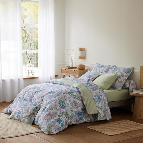 Housse De Couette Satin De Coton Végétal - 140x200 Cm - Bleu