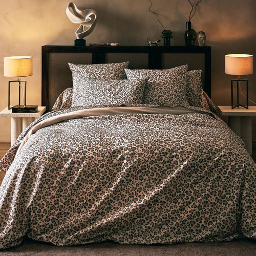 Housse De Couette Percale De Coton Léopard - 140x200 Cm - Beige