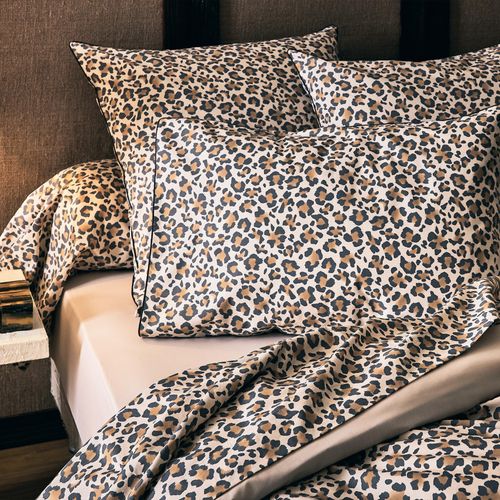 Taie De Traversin Percale De Coton Léopard - 86x240 Cm - Beige