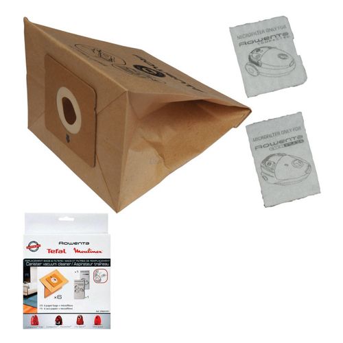 Sacs Papiers Par 6 Avec 2 Microfiltres  Zr003901 Pour Aspirateur Moulinex, Rowenta , Accessimo [...]