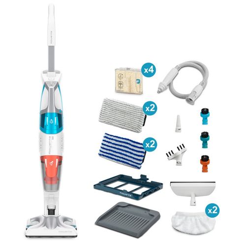 Nettoyeur balai Vapeur 2en1 Filaire Clean et Steam 1700w Blanc/bleu - Ry8544wh