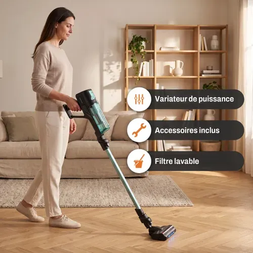 Aspirateur balai RH1833E0 ROWENTA X-Force 8.80 - 250W - Vert vue de profil