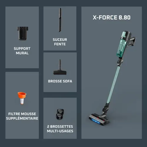 Aspirateur balai RH1833E0 ROWENTA X-Force 8.80 - 250W - Vert
