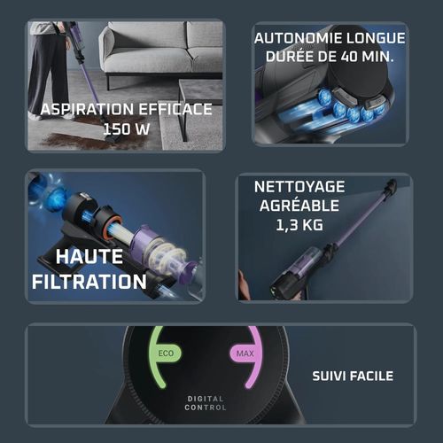 Aspirateur balai RH5A32E0 ROWENTA X-Pert 5.80 - 150W - Violet vue de profil