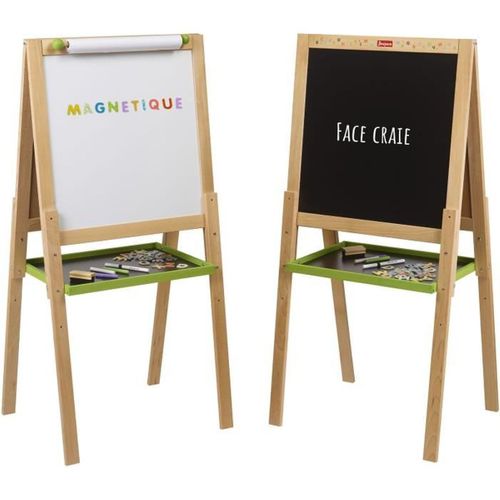 Tableau Multifonctions Bois 54 X 54 Cm - Double-face Ardoise Et Tableau Blanc, Réglable