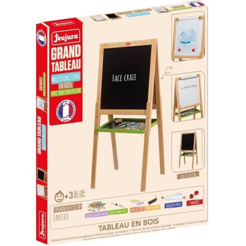 Tableau Multifonctions Bois 54 X 54 Cm - Double-face Ardoise Et Tableau Blanc, Réglable