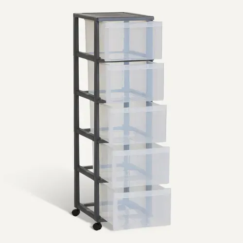 Tour de rangement 5 tiroirs OPTIMO Argent