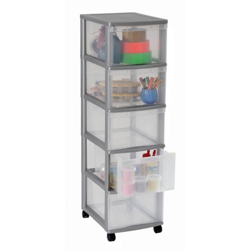 Tour de rangement 5 tiroirs OPTIMO Argent