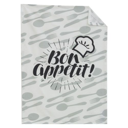 Torchon De Cuisine 'Bon Appétit' En Coton - Fabriqué En Italie, Idéal Pour Broderie