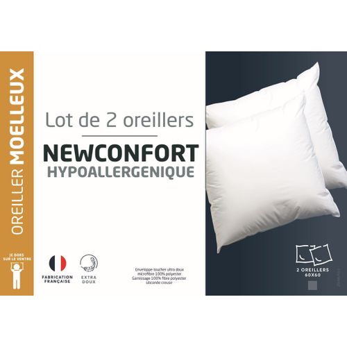 Lot de 2 oreillers 60x60 cm DREAMEA NEWCONFORT
