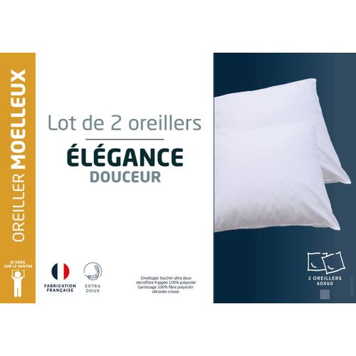 Lot de 2 oreillers 60x60 cm DREAMEA ELEGANCE