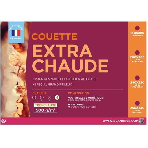 Couette Extra Chaude En Microfibre - 240 X 260 Cm - Blanc
