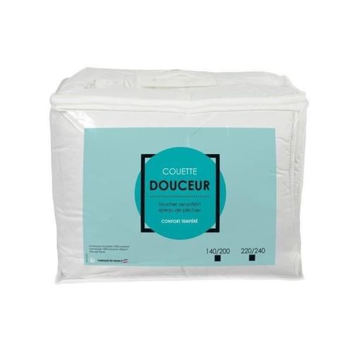 Couette - 220 X 240 Cm - Tempérée - 100% Polyester - 2 Personnes - Blanc