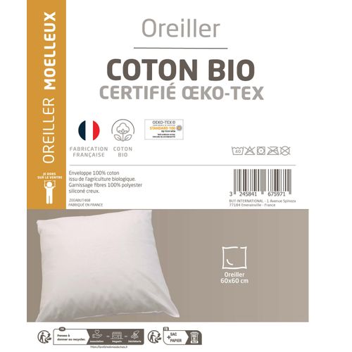 Oreillers 60x60 cm DREAMEA EDITION NEW COTON BIO