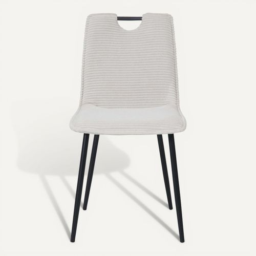 Chaise velours côtelé LILLY Beige vue de face