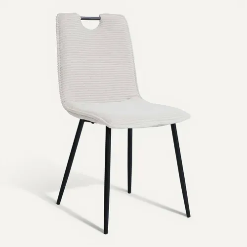 Chaise velours côtelé LILLY Beige vue 3/4