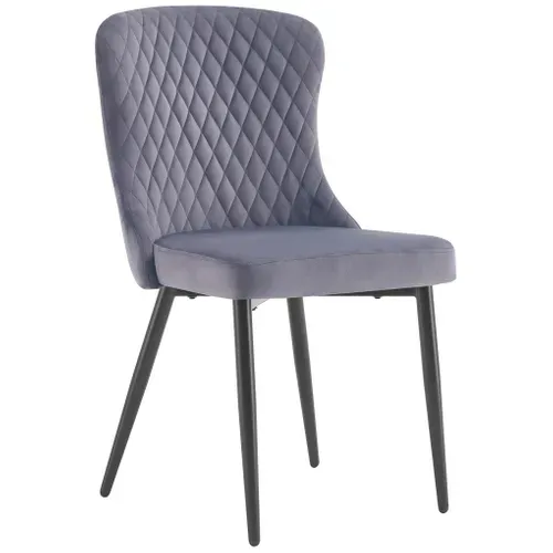 Chaise velours ORA gris vue 3/4