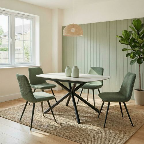 Table extensible L.120/180 cm CECILIA Blanc mat vue d'ambiance 1