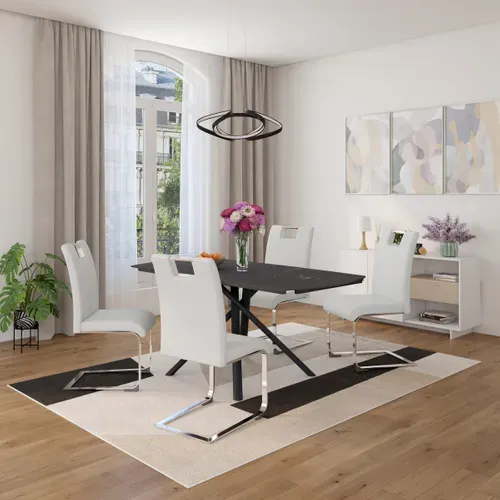Table extensible L.120/180 cm CECILIA Gris anthracite vue d'ambiance 1