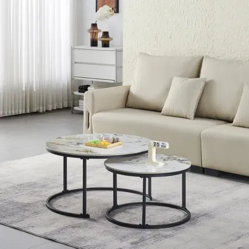 Table basse ANAIS Effet marbre blanc