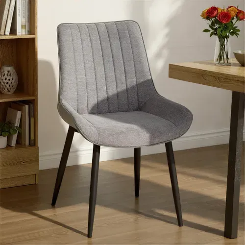 Chaise bi-matière ST MORITZ gris/ gris vue d'ambiance 1