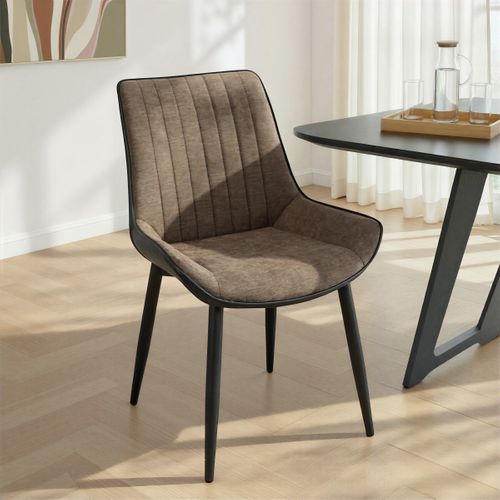 Chaise bi-matière ST MORITZ taupe/noir vue d'ambiance 1