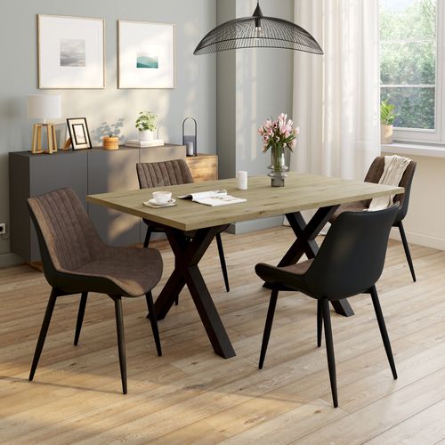 Chaise bi-matière ST MORITZ taupe/noir