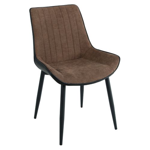 Chaise bi-matière ST MORITZ taupe/noir vue 3/4