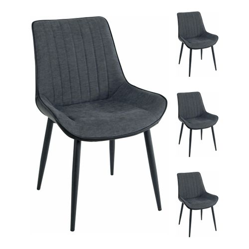 Chaise bi-matière ST MORITZ gris/noir