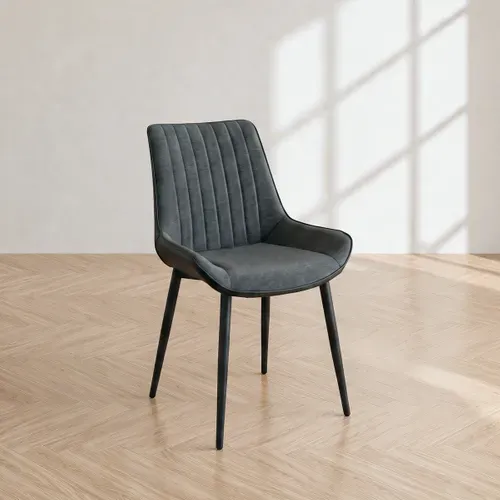 Chaise bi-matière ST MORITZ gris/noir
